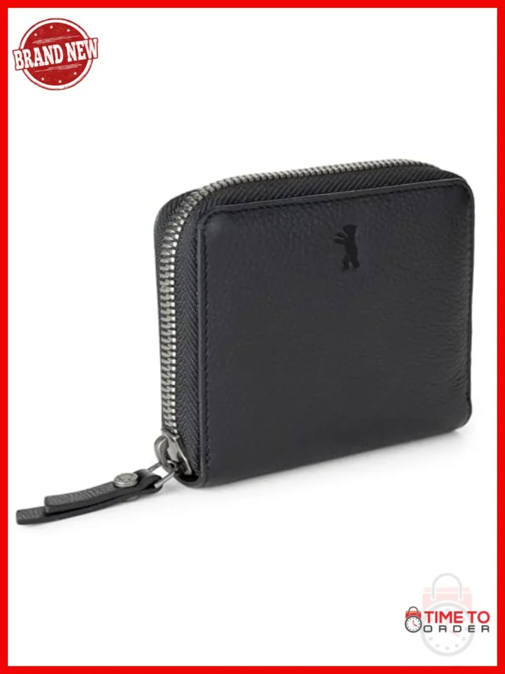Genuine Leather Trifold Zip Wallet RFID Blocking 8 Card Slots Coin Pocket